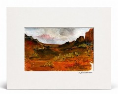 Signed C. Leidenheimer Southwestern Desert Landscape Watercolor Matted 10×8