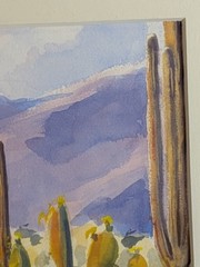 Vintage Painting Arizona Southwest Desert Cactus Watercolor by Fred Carter