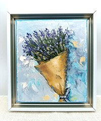 Lavender flowers original oil painting Framed floral wall art Canvas Provence