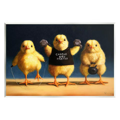 Funny Exercise Workout Chicks Animals by Lucia Heffernan 1-Piece Unframed Animal