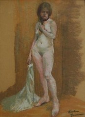 Beautiful Pastel Of Nude Woman „The Necklace“ by Listed NJ Artist Rhoda Yanow