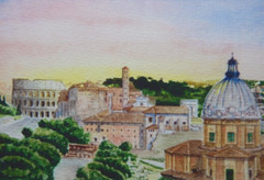 ITALIAN MINIATURE WATERCOLOUR PAINTING ROME SIGNED AND DATED 2010 P139