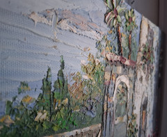 Oil Painting Mediterranean Garden Gate Sea View 10″ x 8″