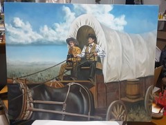 FABULOUS ORIGINAL 19 X 24 BRENT FLORY WESTERN OIL/ACRYLIC ON BOARD,LISTED