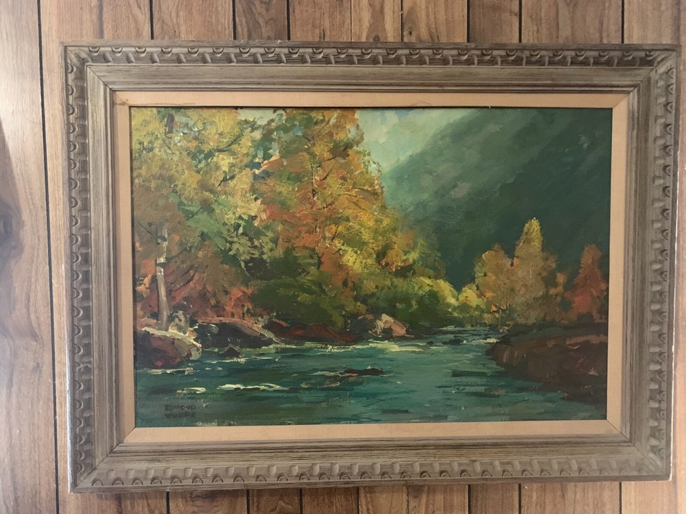 Landscape original oil painting, signed by Edmond Woods