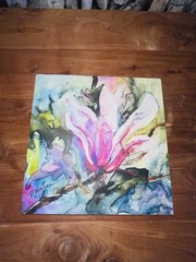 Pat Morgan Magnolia Blossom Watercolor Giclee Canvas Signed Floral Painting Art