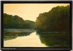 Jonathan MacAdam Oil Painting of Concord River at Dusk, Massachusetts Fine