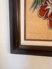 Vintage 1960s 1970s Hummingbird Sand Art Framed Wall Decor Textured Floral Pictu