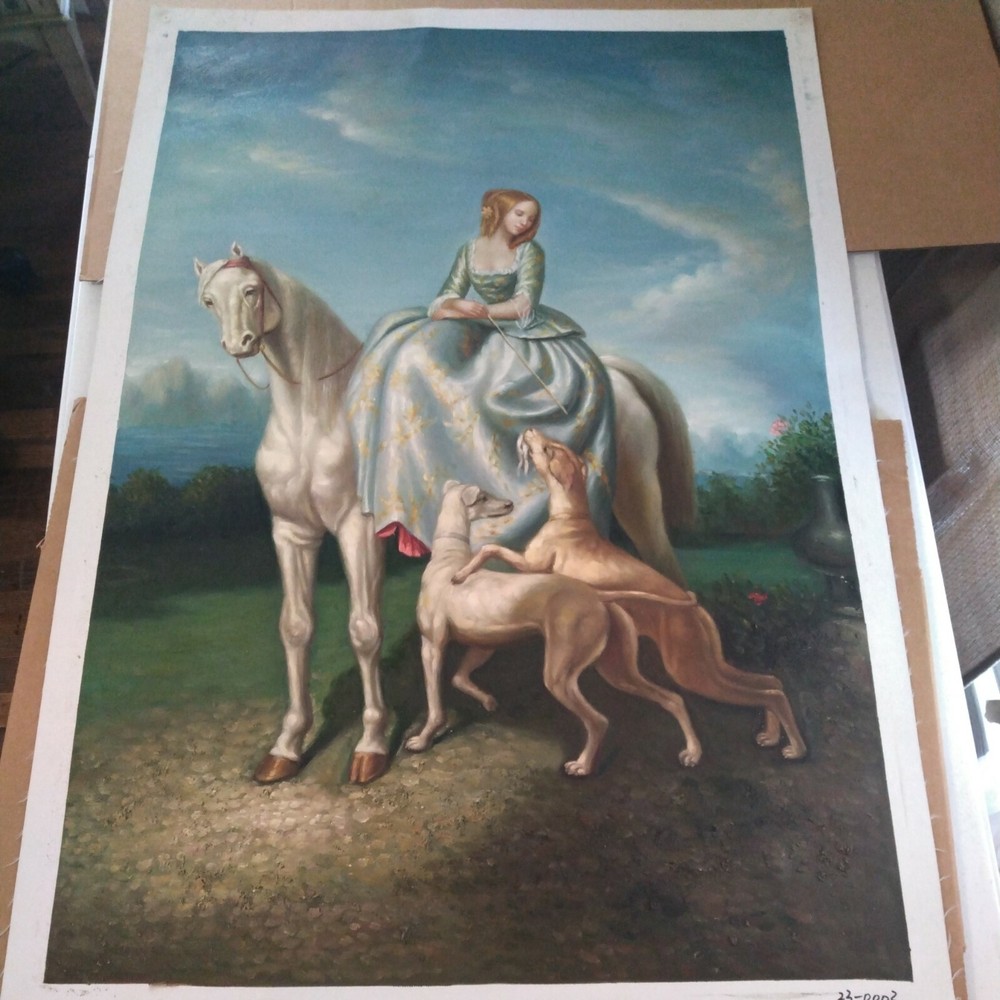 Hand painted oil on canvas, Repro. 30″w x 40″h.