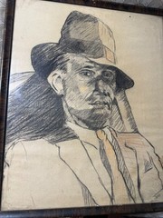 Large Vintage „Portrait Of A Young Man“ Charcoal/Crayon? Drawing- Signed/Framed