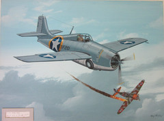 Raymond Waddey Painting F4F Wildcat WWII Combat Pilot Signed W.W. Taylor 18″x24″
