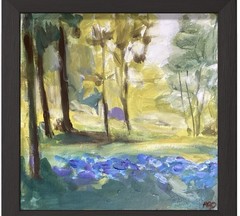PDQ Artist Originals Painting Sunny Bluebells Abstract Acrylic 12×12 Art Canvas