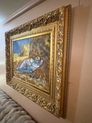 Noon Rest from Work framed VAN GOGH repro hand-painted oil on canvas BEAUTIFUL!
