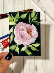 Original ACEO Poppy Oil Painting, OOAK, Signed & Dated, Rose Petal Art Studio