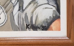 ROBERT KILLION (1957-2021) Orig. Acrylic Football Painting Steelers – Raiders