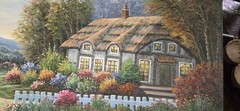 W. Hodges Signed Vintage landscape Cottage Oil Painting Artwork 36X24″
