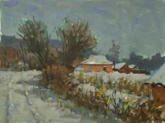 Oil painting Winter way Ukrainian decor original art