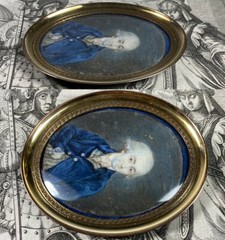 Antique c1750-80 French Portrait Miniature of Gentleman, Powdered Wig, Louis XVI