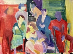 Vintage Expressionist Painting People Portrait Abstract Modernism Modernist