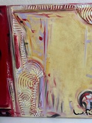 Mixed Media Signed Abstract Painting on Canvas Titled Simon Told