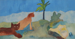 ROBERTO MATTA (attr.) ~Exotic landscape~ watercolor painting 1955 painting