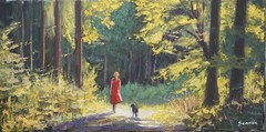 Sean Wu. 12×24 original oil on stretched canvas, A Walk Through the Quiet Light