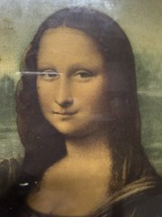 VINTAGE 1920’s. MONA LISA PAINTING Original Frame Authentication Slip And Frame
