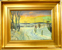 ALFRED BRAENDGARD ANDERSEN! WINTER LANDSCAPE WITH FIGURES NEAR VIBORG- DK. N/R