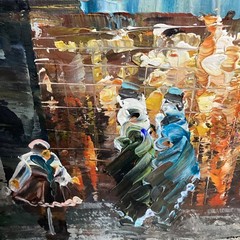 Vintage Impressionist Paris Street Scene – Original Impasto Oil Painting
