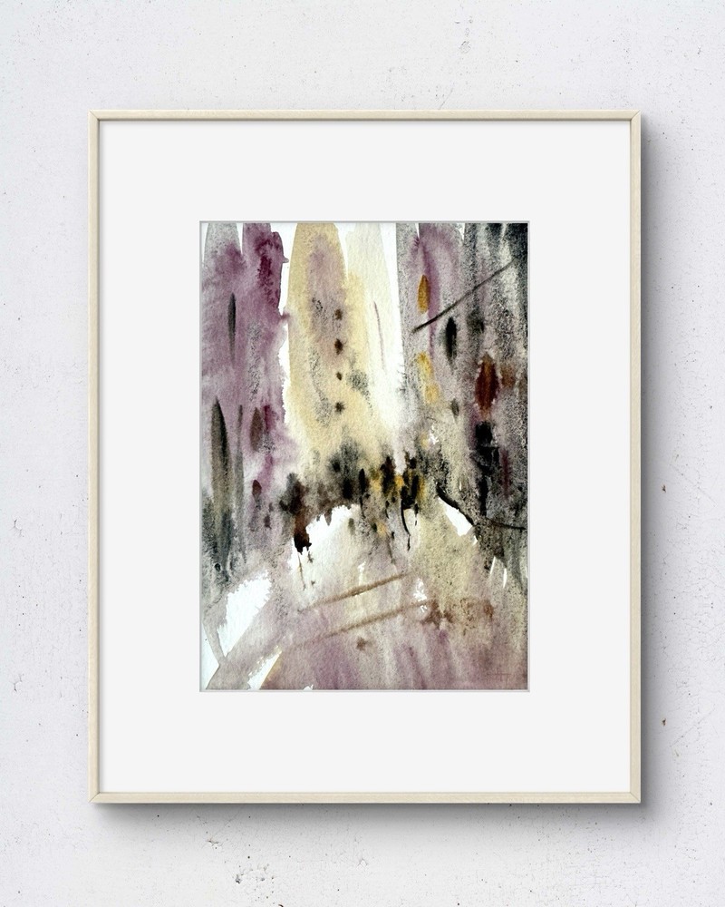 Street Walk 5×7 Watercolor Painting Urban Landscape Fine Art Wall Decor