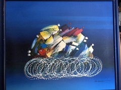 Tour de France Original Signed Van Hussen Canvas Painting Cyclists Bike Riders