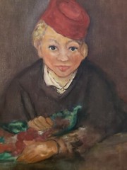Vintage Oil Painting The Boy With Cherries After Manet By Patricia Morone