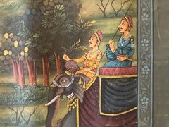 Rajasthani mughal painting on silk like material. Rare!!