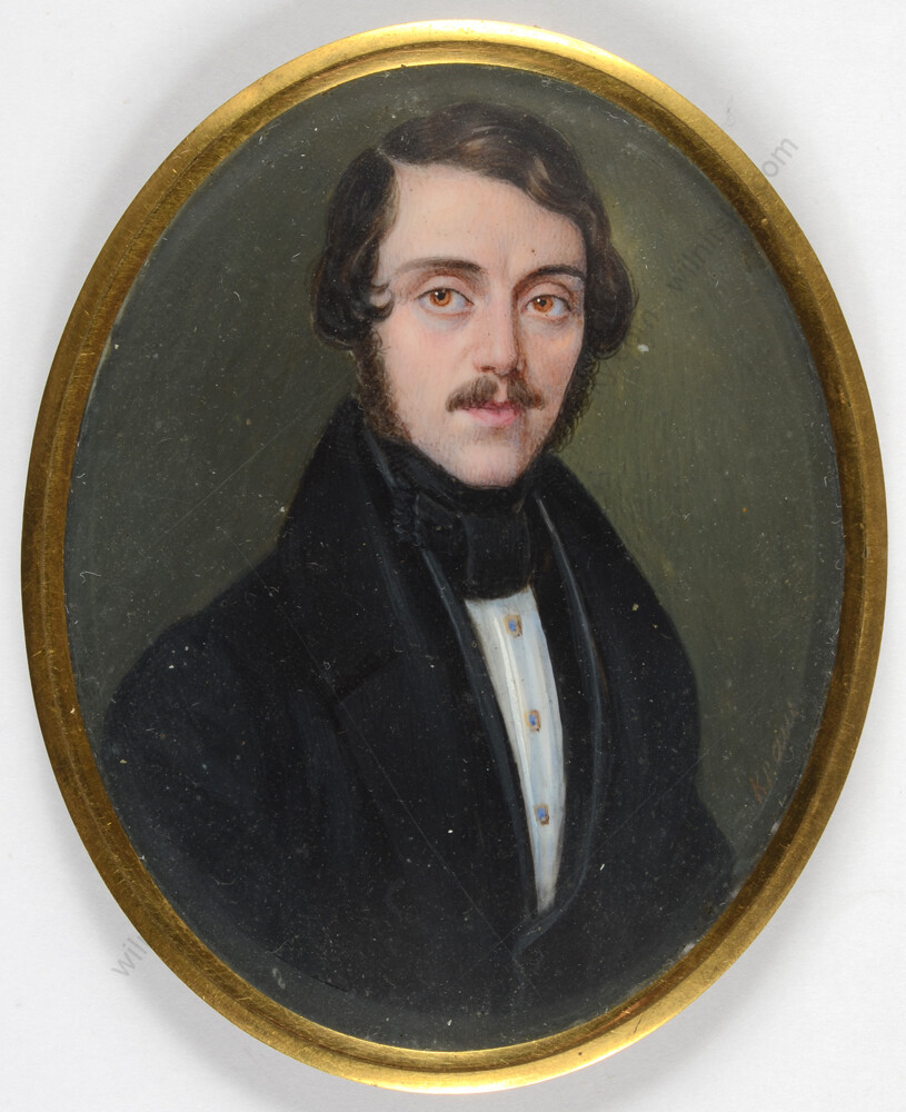Wenzel Kraus (1791-1849) „Male portrait“, fine miniature, ca. 1840