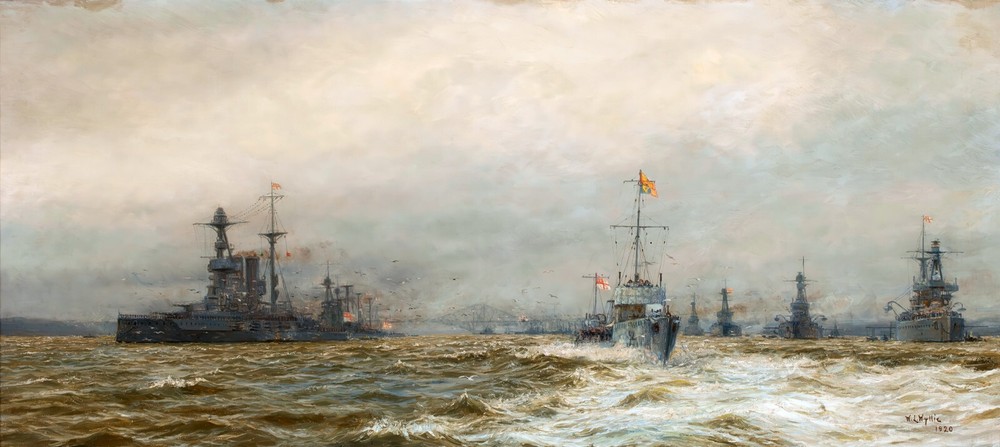 Review Grand Fleet the Armistice Painting by William Wyllie Art Reproduction