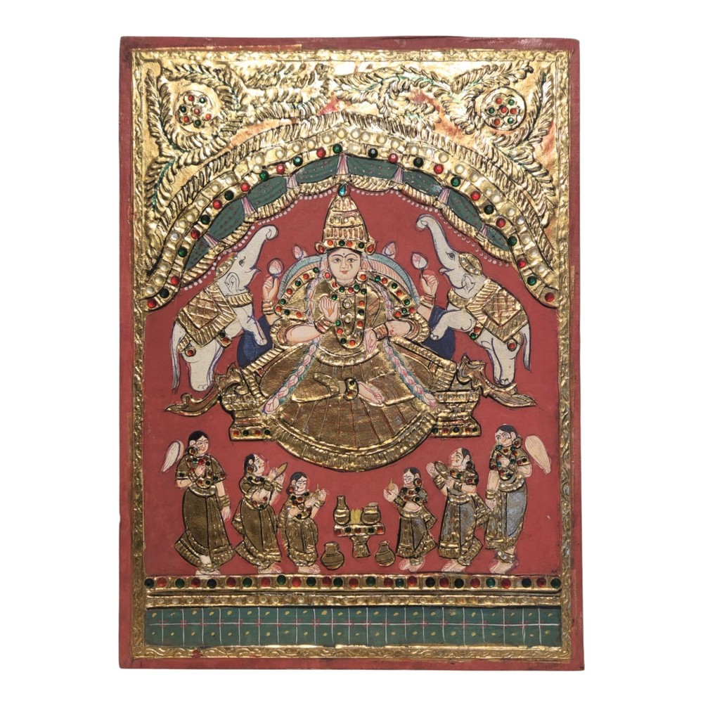 Tanjore Indian painting Laxmi Ji Tanjore art small Size 12×16 Inch