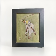 Polo Player and Pony Oil Study on Board