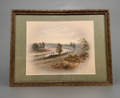 Vintage Antique 10×13 Signed H O Grippen Original Pastel Landscape Art – Framed