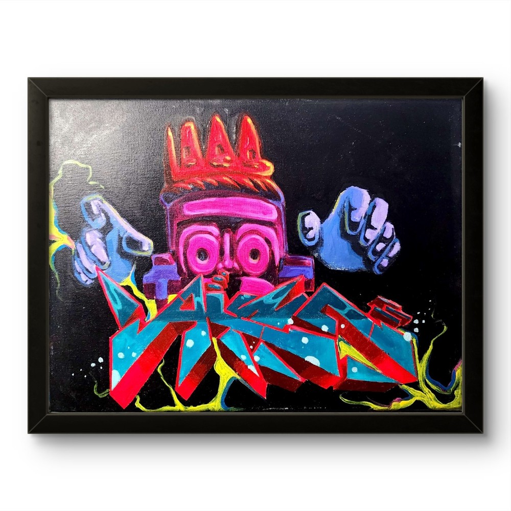 Aleph Original Canvas Graffiti 12×16 Surreal Acrylic Living Room Wall Art