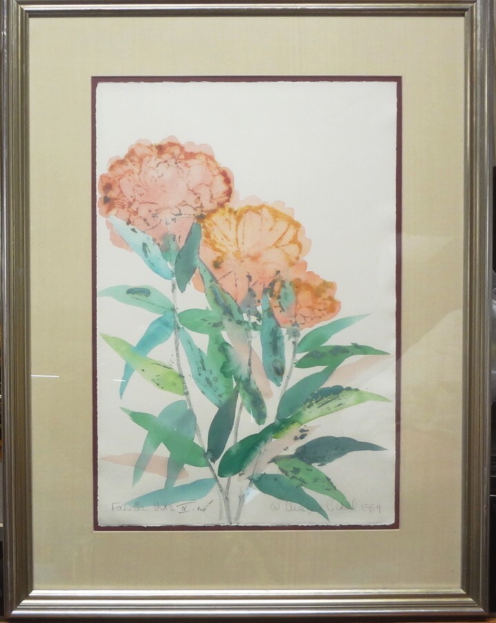 1989 MAUI HAWAII artist MARGARET BEDELL signed framed ARTWORK- FAMILLE VERTE IV