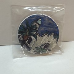 5 Original Hand Painting Museum Styles City Scape Pin Buttons 1.25″ #11