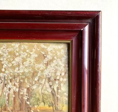 Charming Antique or Vtg Post Impressionist Painting Chickens in Orchard European