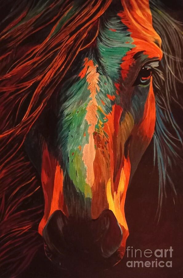 new handmade Painting on 24″*16″ canvas Horse In Fashion 1135412 by Wendy