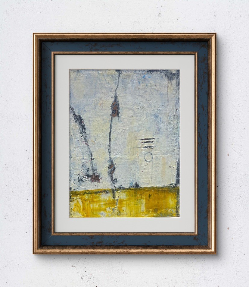 Faris 8X10 Original Modern Abstract, Oil Infused with Cold Wax Board-the Field