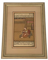 Vintage Persian Manuscript Indian Story Book Art Islamic Gold Mughal Framed