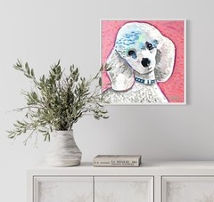 White Poodle ORIGINAL PAINTING Canvas Dog Impressionism Animals Pet Art Portrait