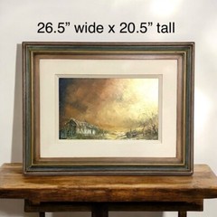 Oliveira Leite Sky & Landscape Brazilian Impressionist Framed Oil Painting 1978