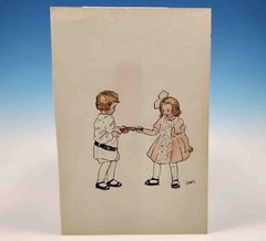 Early Original Edith Ballinger Price Watercolor Painting Illustration Art 1911