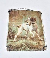 Antique Franklin Harrison Miller Hanging Glass Art English Pointer Hunting Dog