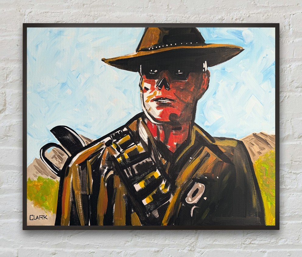 Unique „The Ghoul“ Fallout Expressionism Acrylic Painting – 16×20″ Canvas
